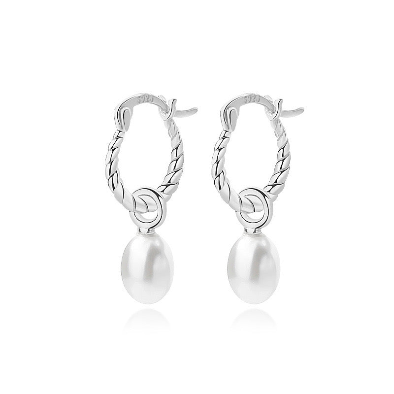 MARIE PEARL SLEEPERS EARRINGS - SILVER