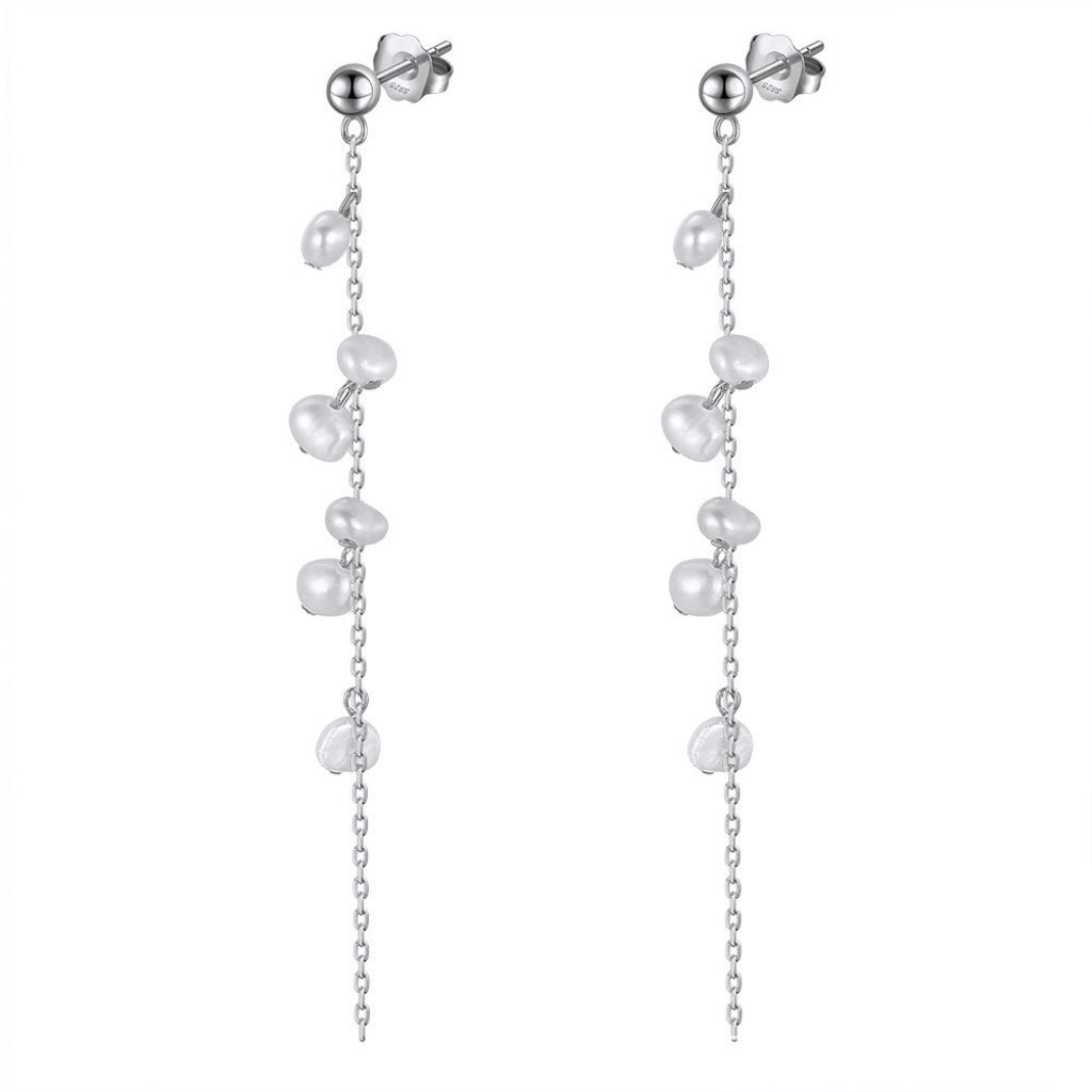 FLAVIA PEARL EARRINGS - SILVER