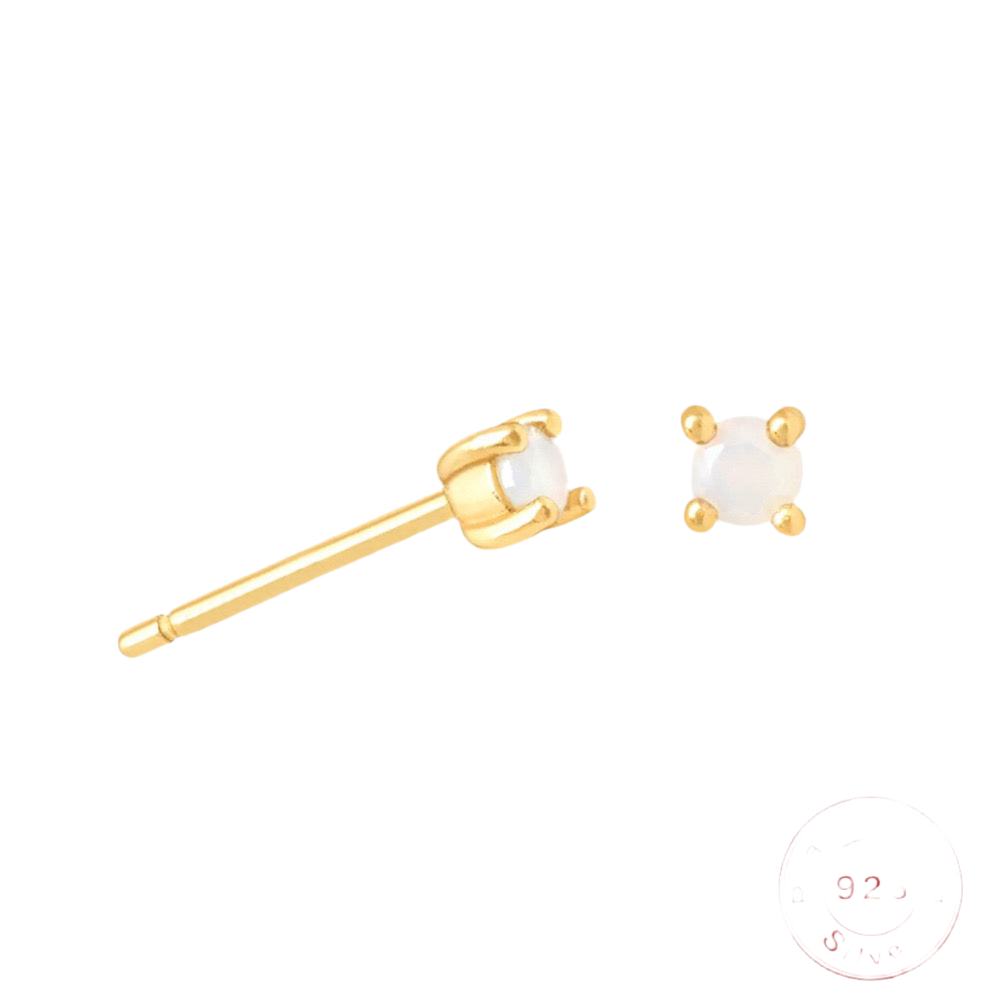 ANN BIRTHSTONE EAR STUDS - GOLD