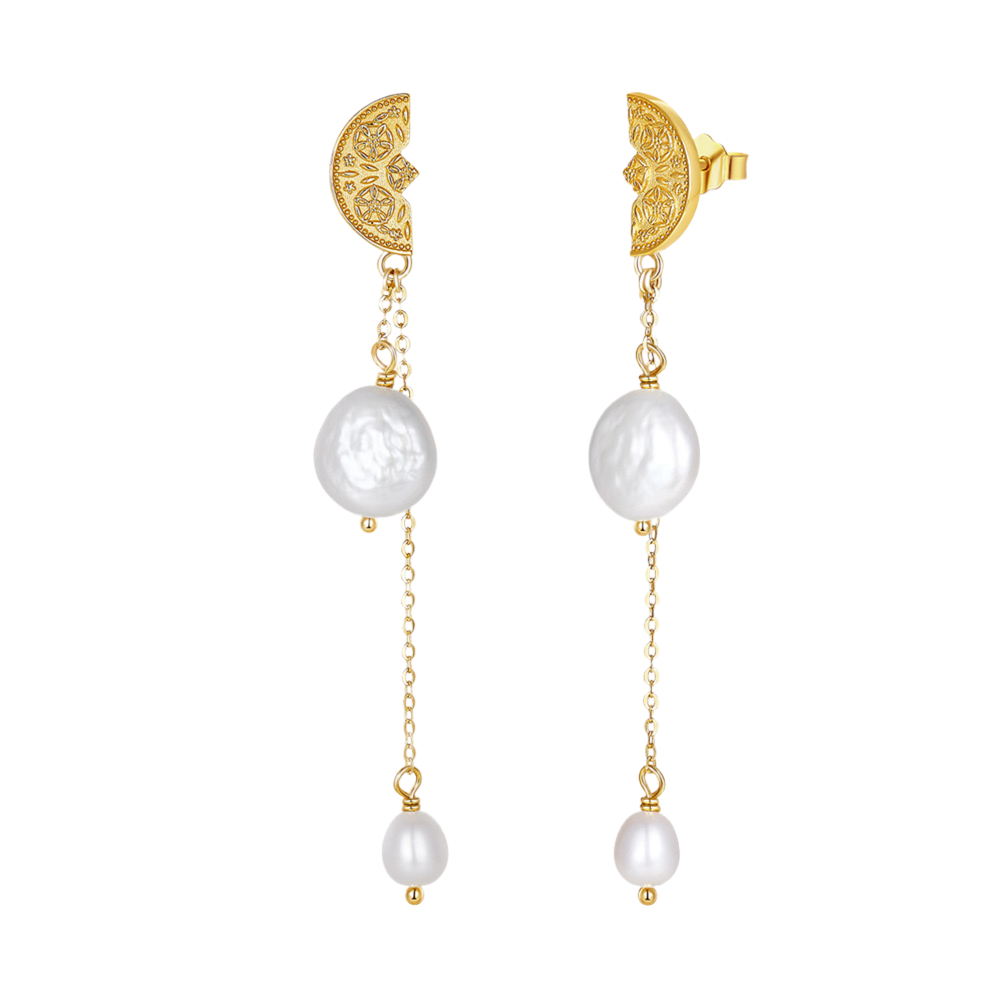 OLIVIA PEARL EARRINGS - GOLD