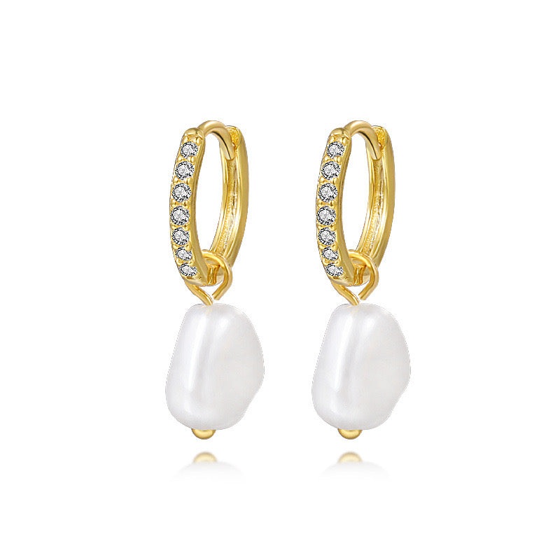 JOAN PEARL SLEEPERS EARRINGS - GOLD