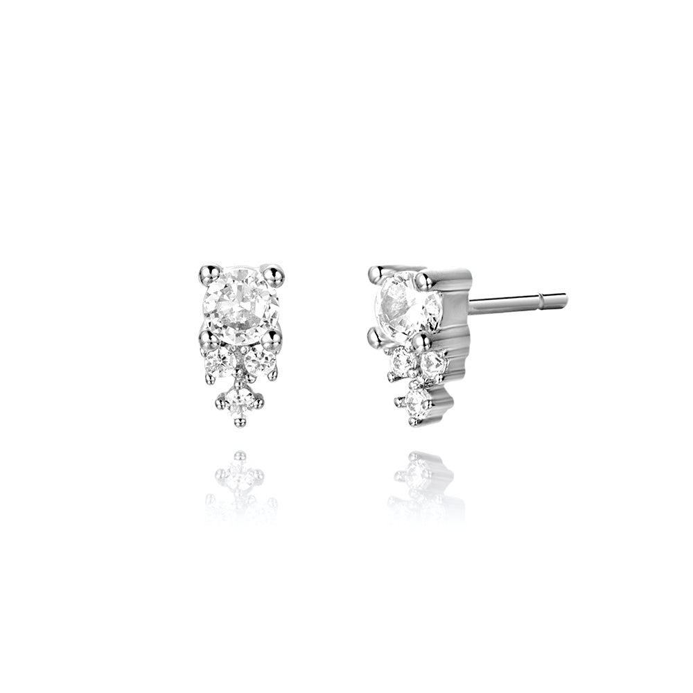 LYDIA CRYSTAL EAR STUDS EARRINGS - SILVER