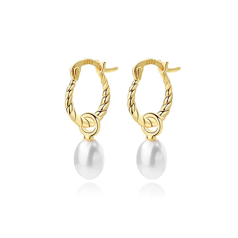 MARIE PEARL SLEEPERS EARRINGS - GOLD