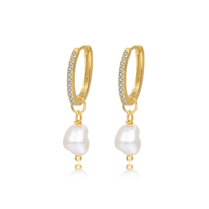 RENE PEARL SLEEPERS EARRINGS - GOLD