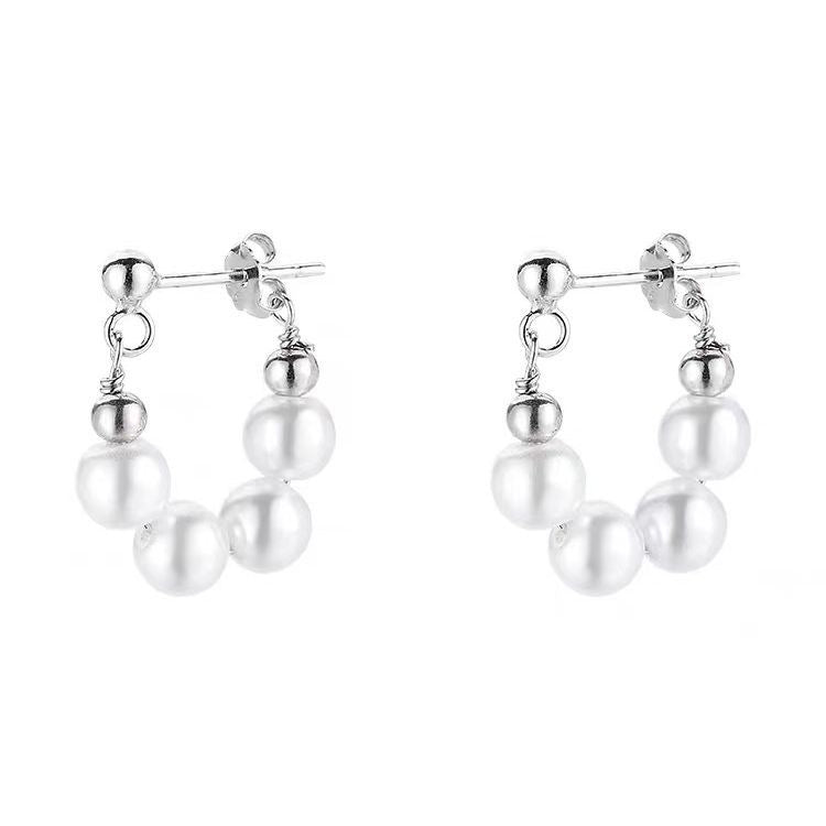 YVATT PEARL HOOPS - SILVER