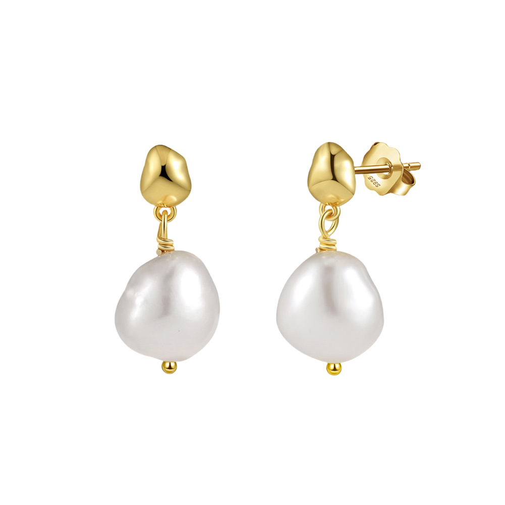 RAVENA PEARL EARRINGS - GOLD