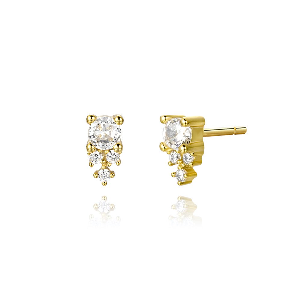 LYDIA CRYSTAL EAR STUDS EARRINGS - GOLD