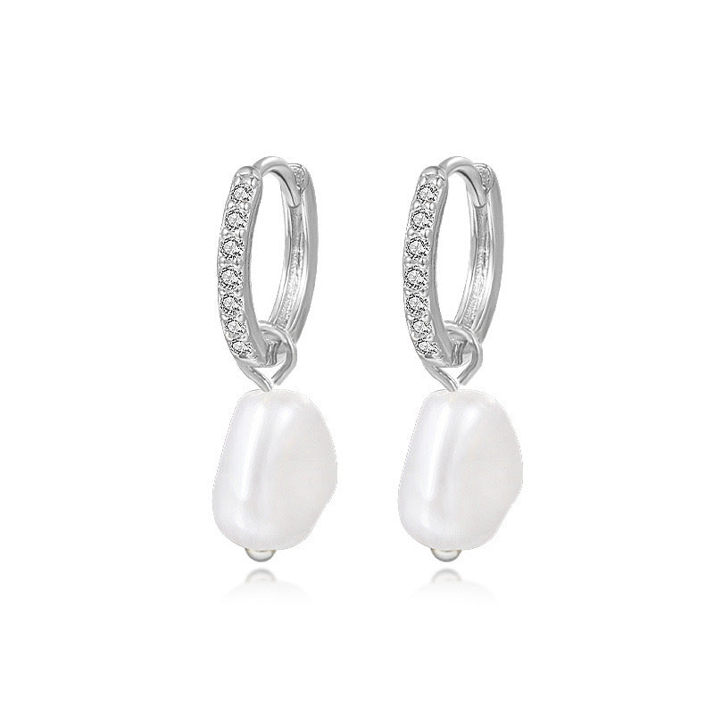 JOAN PEARL SLEEPERS EARRINGS - SILVER