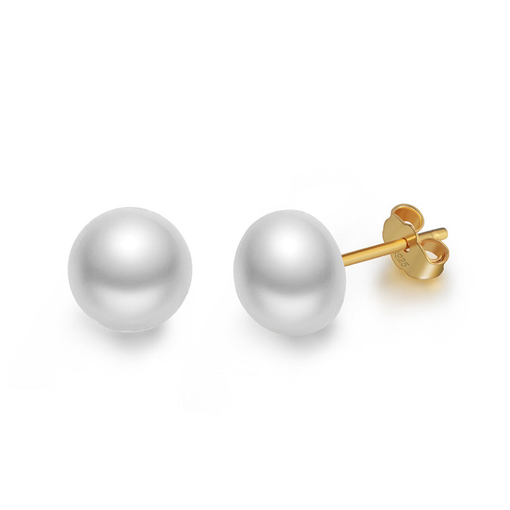 PIPE PEARL STUDS - GOLD