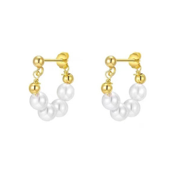 YVATT PEARL HOOPS - GOLD