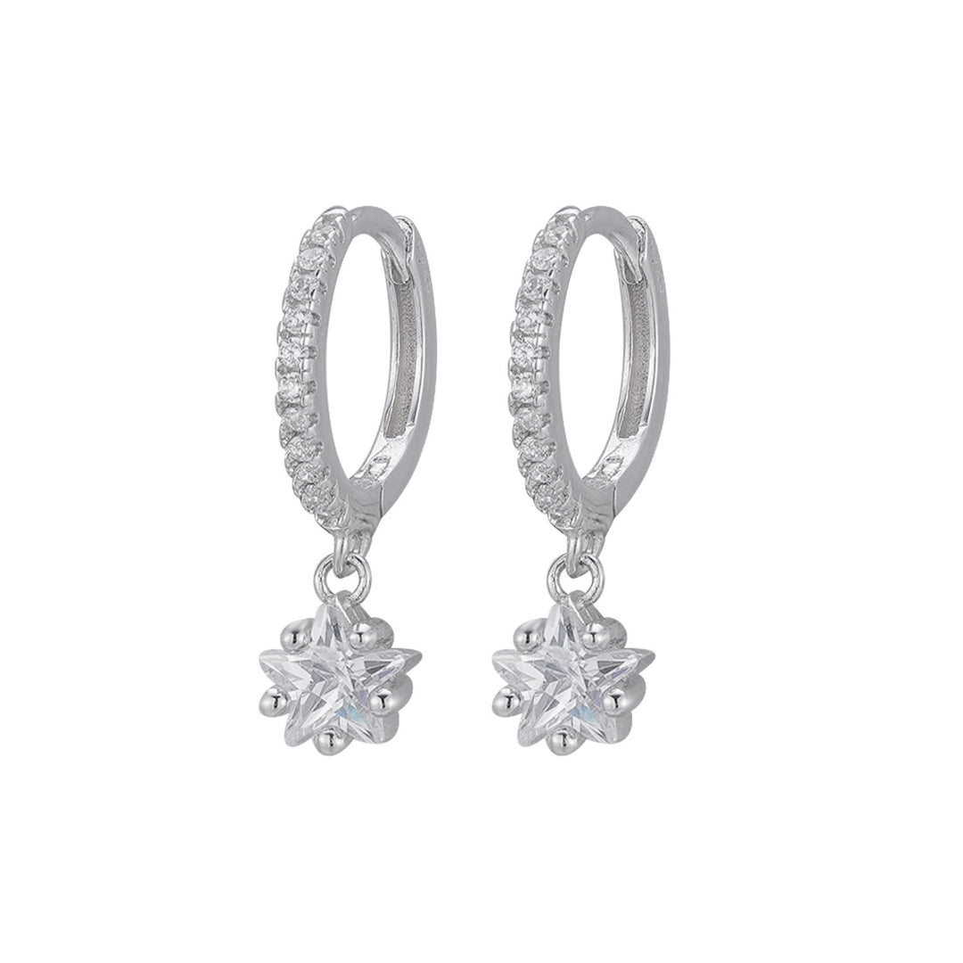 CORINE CRYSTAL SLEEPERS EARRINGS - SILVER