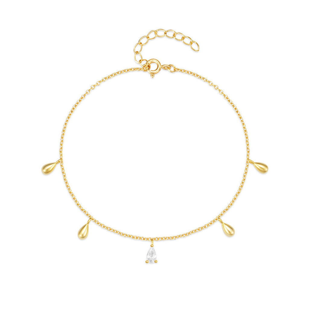 XIMENA CRYSTAL AND CHAIN BRACELET - GOLD