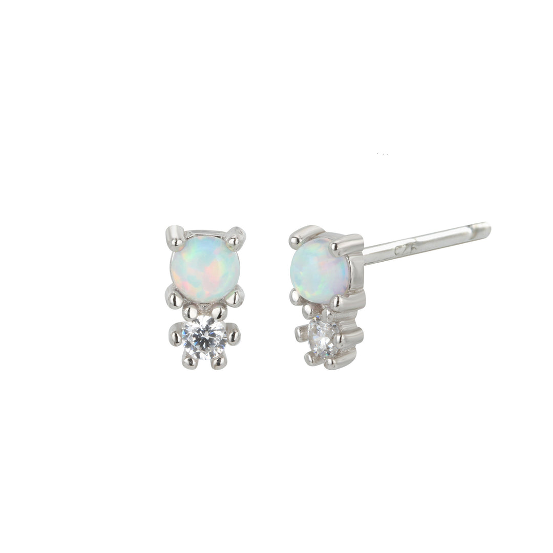 APRIL OPAL STUDS - SILVER