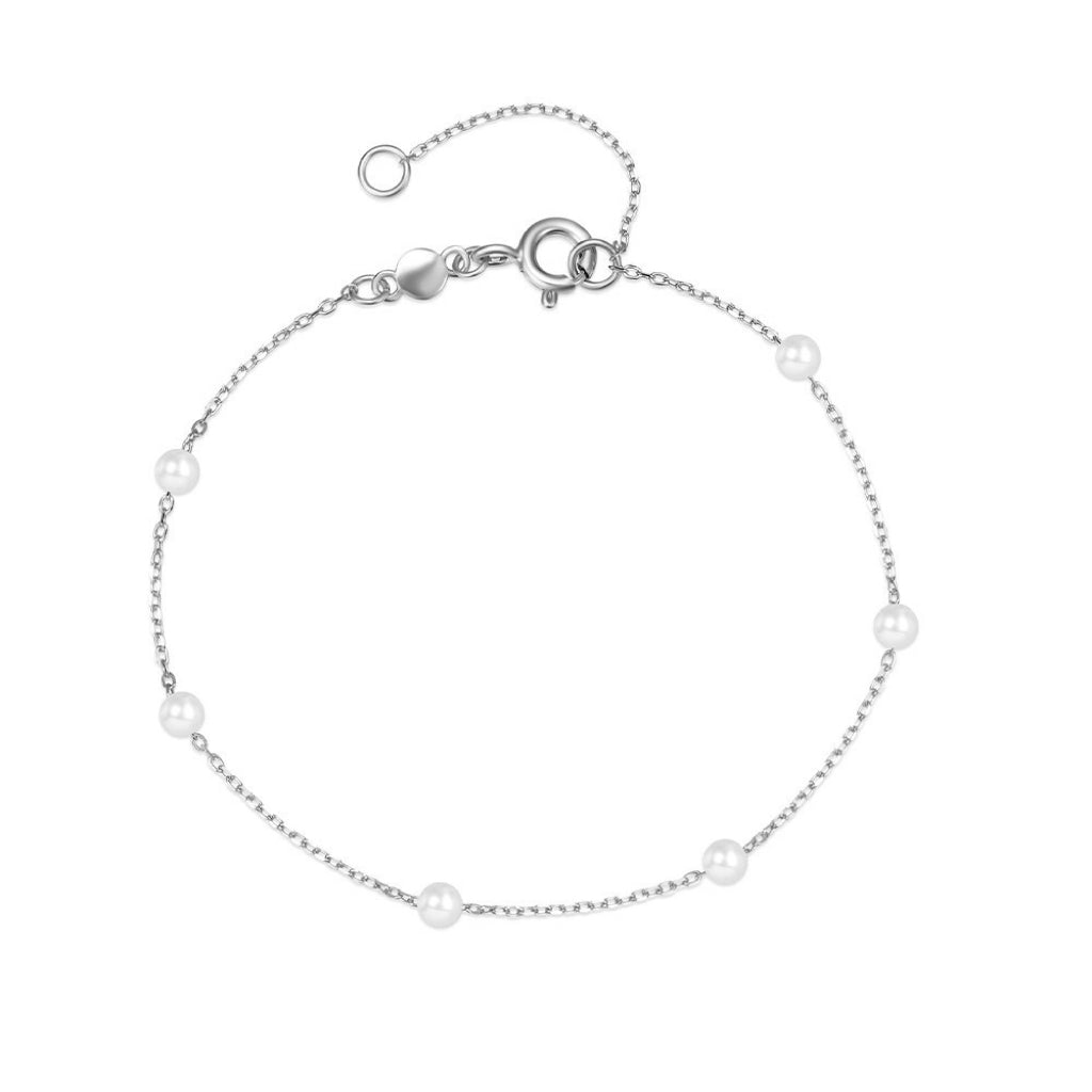 LEONA PEARL CHAIN BRACELET - SILVER