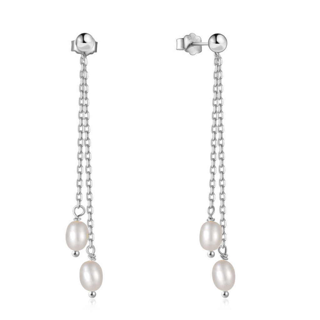 LANA PEARL EARRINGS - SILVER