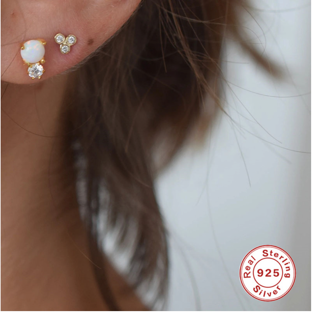 APRIL OPAL STUDS - GOLD